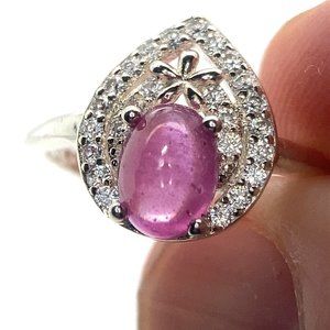 Pink Sapphire 1.52ct Platinum Finish Solid 925 Sterling Silver Ring